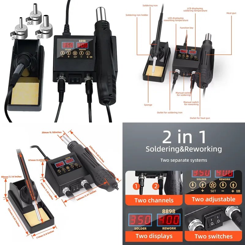 Smd Rework Station Hot Air Soldering 2 In 1 - Stacja lutownicza 2 w 1 z