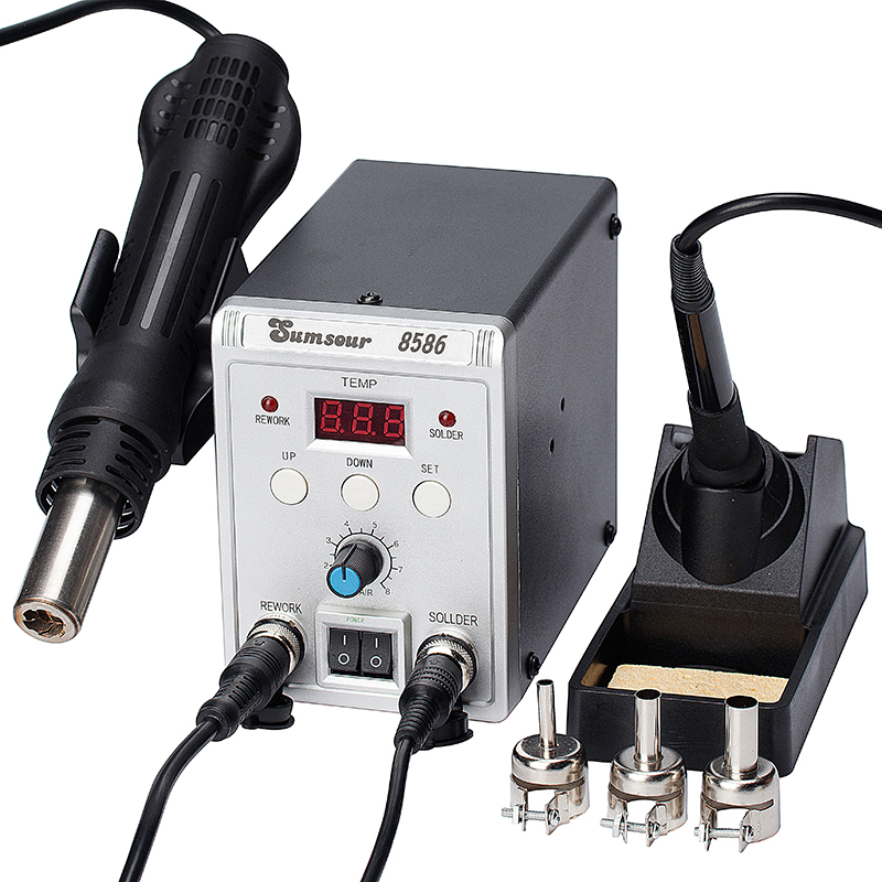 Smd Rework Station Hot Air Soldering 2 In 1 - 8586 700W 2 w 1 Cyfrowy