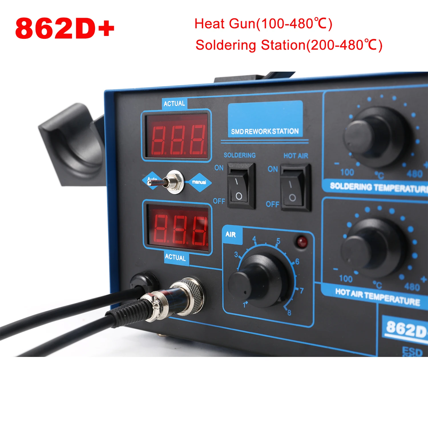Smd Rework Station Hot Air Soldering 2 In 1 - Stacja lutownicza 862D+ 2 w 1,