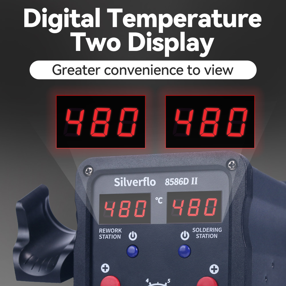 Stacja lutownicza Silverflo 85 – Smd Rework Station Hot Air Soldering 2 In 1 recenzja i cena