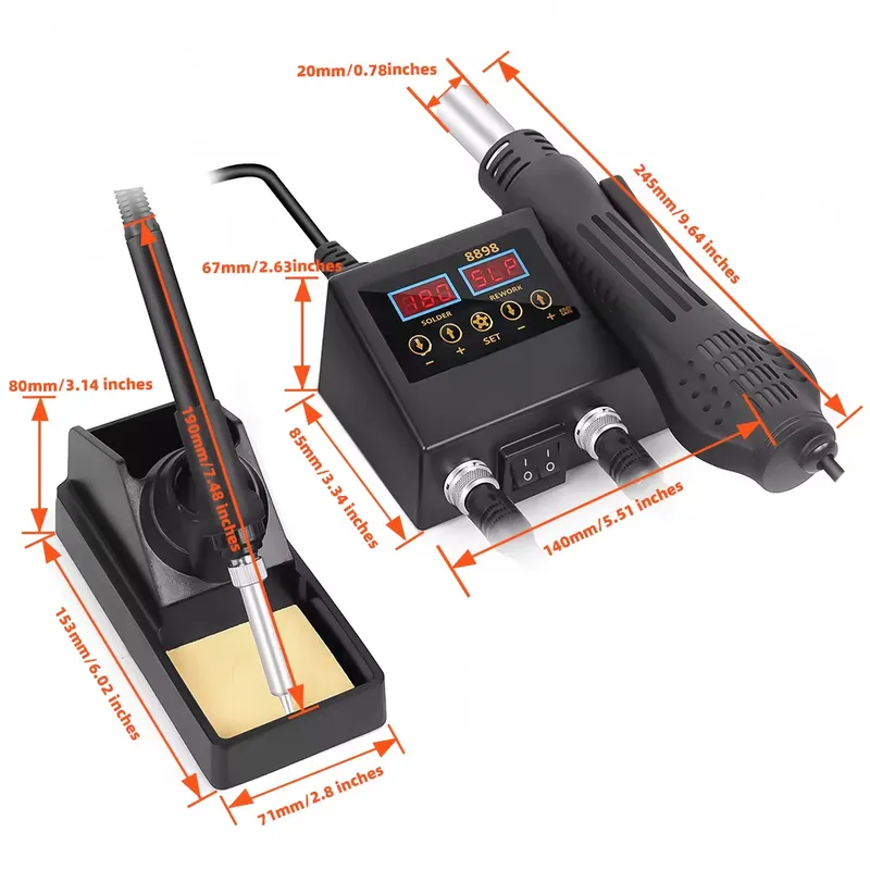Stacja lutownicza 2 w 1 z cyfr – Smd Rework Station Hot Air Soldering 2 In 1 recenzja i cena