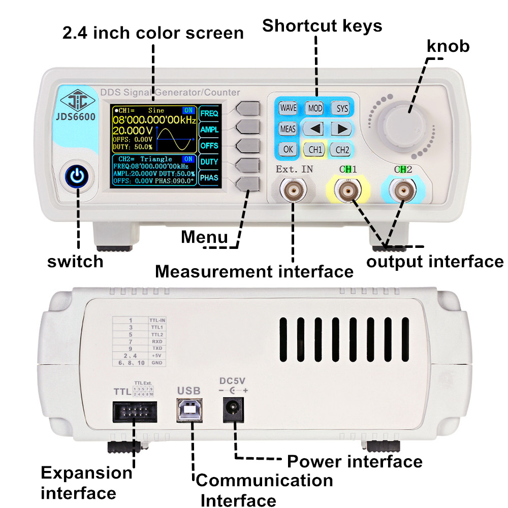 JDS6600 15/30/40/50/60 MHz Fun – Dual Channel Arbitrary Waveform Function Generator 60Mhz recenzja i cena