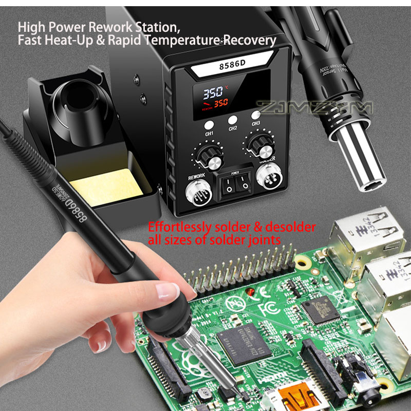 Stacja lutownicza 2 w 1 z cyfr – Smd Rework Station Hot Air Soldering 2 In 1 recenzja i cena