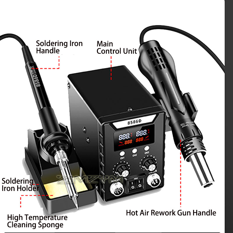 Stacja lutownicza 2 w 1 z cyfr – Smd Rework Station Hot Air Soldering 2 In 1 recenzja i cena