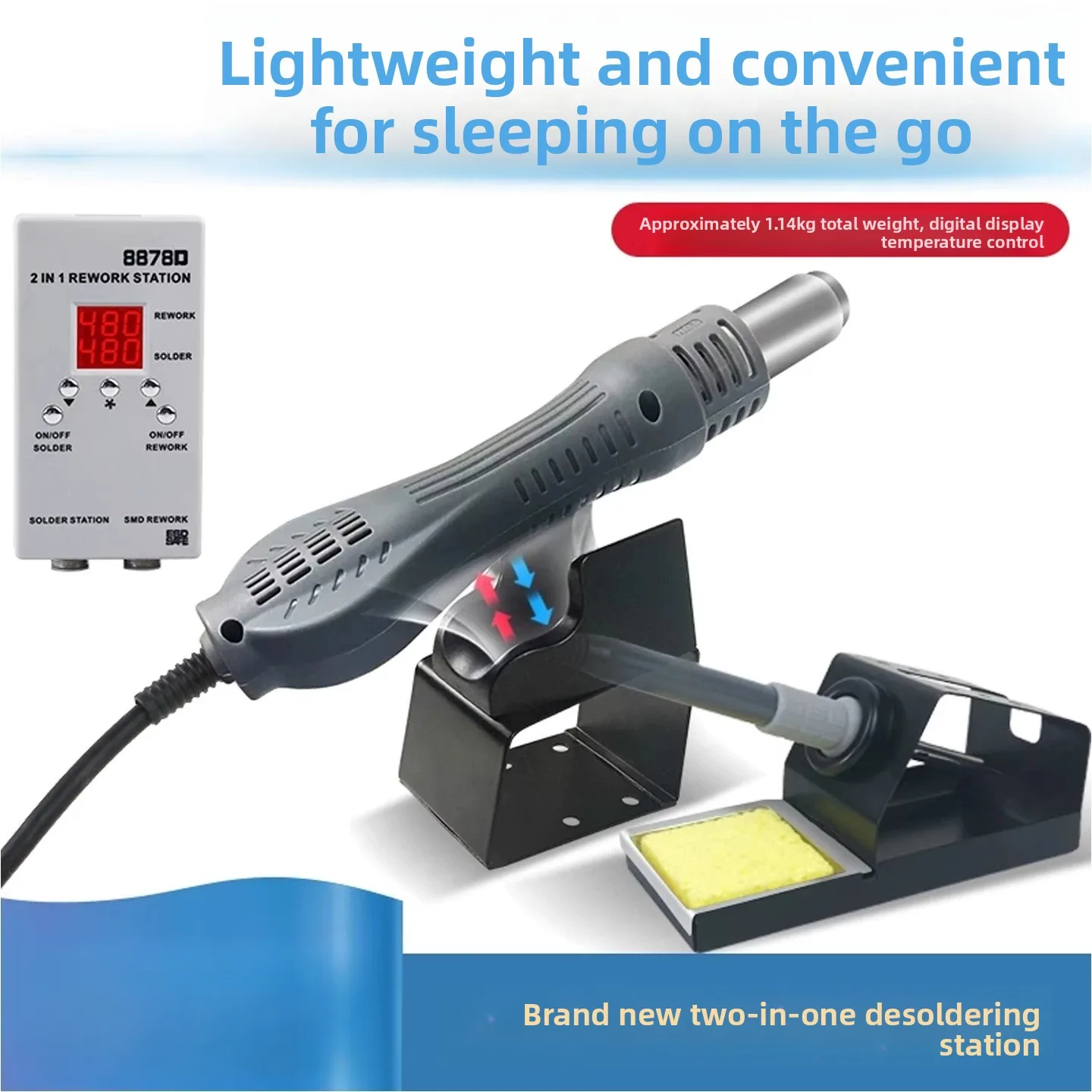Stacja lutownicza 2-w-1 8878D  – Smd Rework Station Hot Air Soldering 2 In 1 recenzja i cena