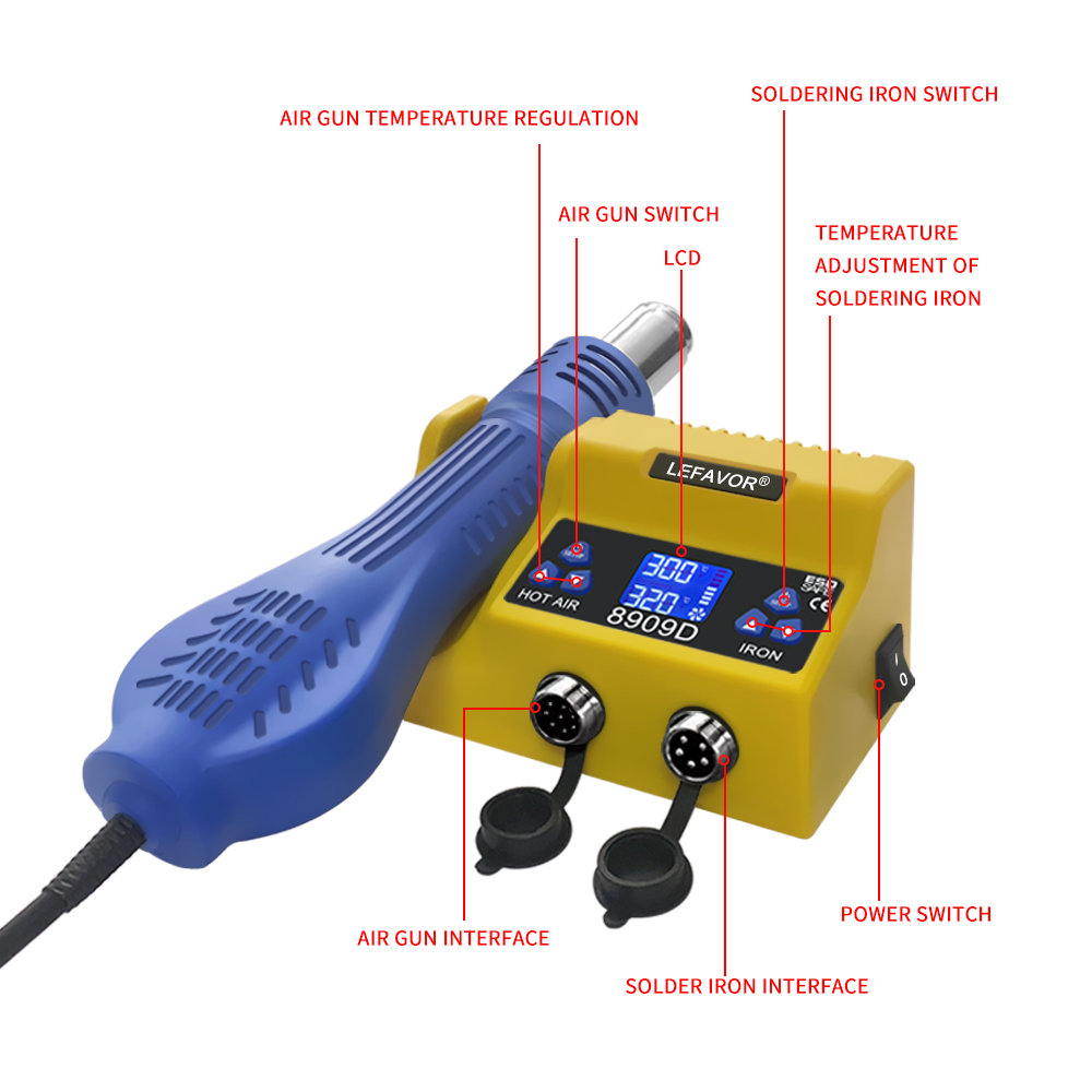 Cyfrowa stacja lutownicza 2 w  – Smd Rework Station Hot Air Soldering 2 In 1 recenzja i cena