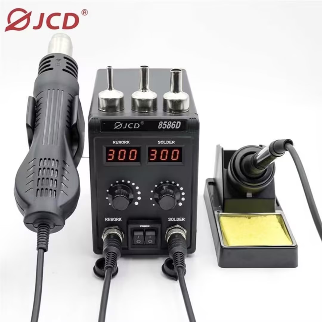 JCD 8586D Stacja lutownicza 2  – Smd Rework Station Hot Air Soldering 2 In 1 recenzja i cena