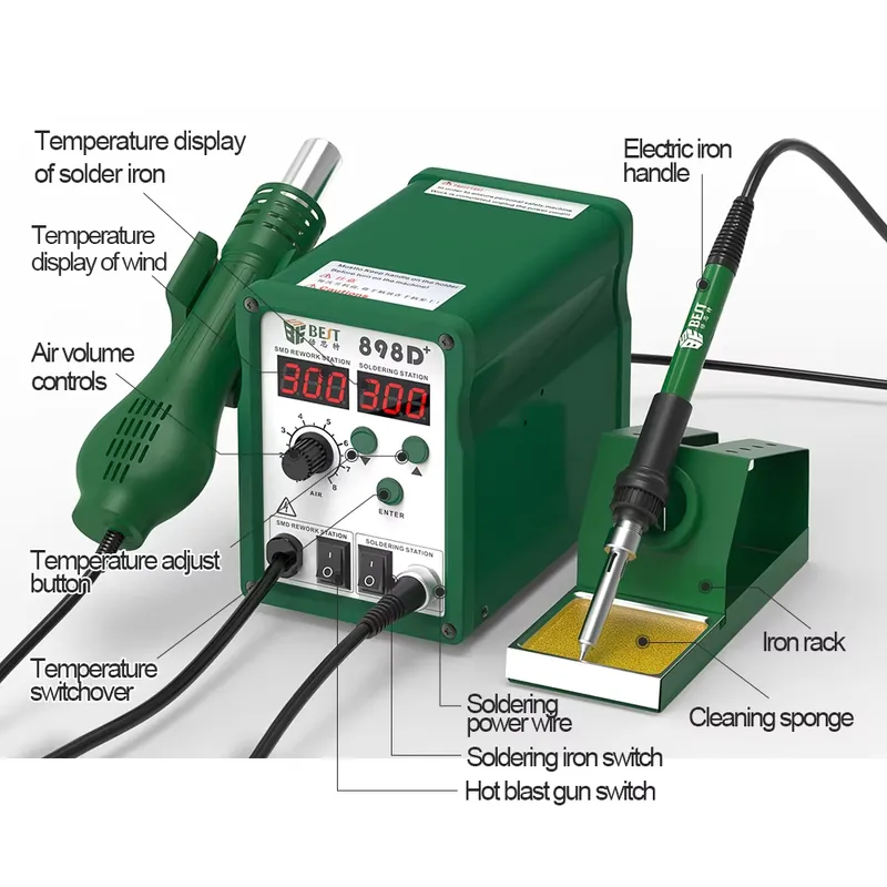 BST-898d+ Cyfrowa Stacja Lutow – Smd Rework Station Hot Air Soldering 2 In 1 recenzja i cena